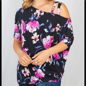 White Birch Plus Floral Off Shoulder Top NWT